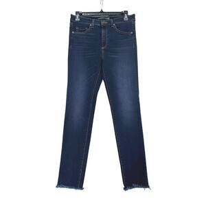 Veronica Beard Kate Indigo High Rise Crop Jeans Raw Hem Stretch Denim Chic  27